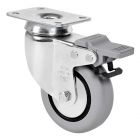 Rueda de goma gris inyectada Giratoria Freno SERIE BH-PGI 