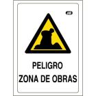 Cartel plástico "PELIGRO ZONA DE OBRAS"