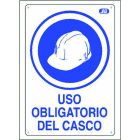 Cartel plástico "USO OBLIGATORIO DEL CASCO"