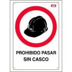 Cartel plástico "NO PASAR SIN CASCO"