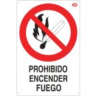 Cartel plástico "NO ENCENDER FUEGO"