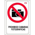 Cartel plástico "NO CÁMARA DE FOTOS"