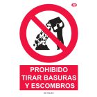 Cartel plástico "PROH.TIRAR BASURAS Y ESCOMBROS"