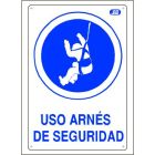 Cartel plástico "USO ARNÉS SEGURIDAD"