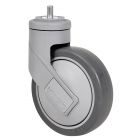 Rueda de goma termoplástica gris inyectada Espiga Roscada SERIE HC-PGAIB 