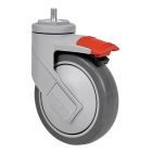 Rueda de goma termoplástica gris inyectada Espiga Roscada Freno SERIE HC-PGAIB 