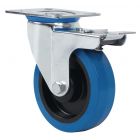 Rueda de goma elástica azul Giratoria Freno SERIE ZV-PGM 