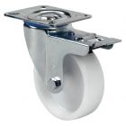 Rueda de poliamix blanco Giratoria Freno SERIE ZV-UT 