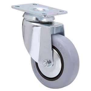 Rueda de goma gris inyectada Giratoria SERIE BH-PGI 