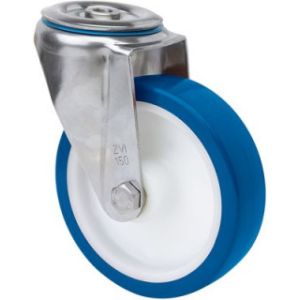 Rueda de poliuretano inyectado blando Giratoria SERIE ZVI INOX-POA 