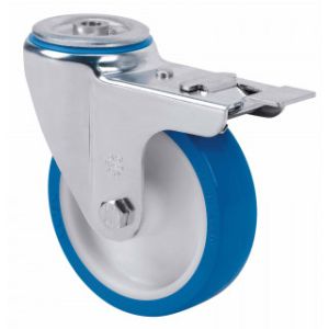 Rueda de poliuretano inyectado blando Giratoria Feno SERIE ZVI INOX-POA 
