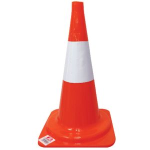 cono polietileno naranja banda blanca
