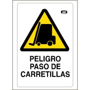 Cartel plástico "PELIGRO CARRETILLAS"