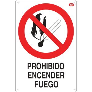 Cartel plástico "NO ENCENDER FUEGO"