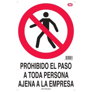 Cartel plástico "PROH.PASO PERSONA AJ.EMPRESA"