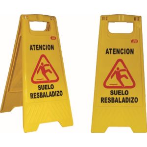 cartel atención suelo resbaladizo
