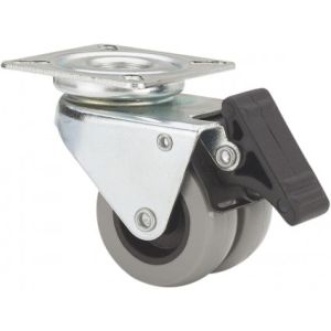 Rueda de goma gris Giratoria Freno SERIE 410 