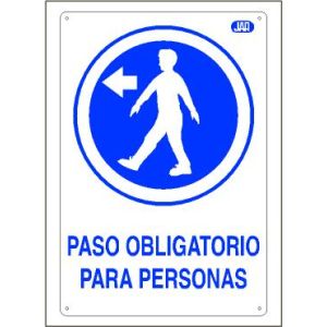 Cartel plástico "PASO OBLIG. IZDA"