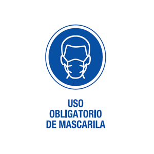 Cartel plástico "OBLIG.USO MASCARILLA"