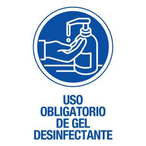 Cartel plástico "OBLIG.USO GEL DESINFECTANTE"