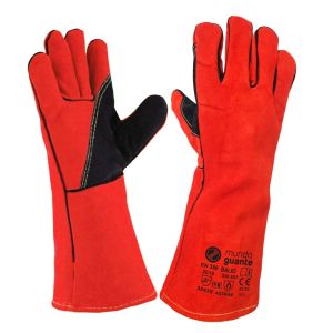 GUANTES SOLDADOR PIEL VUELTA CON MANGA LARGA ROJO - BALIO