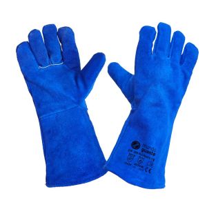 GUANTES SOLDADOR PIEL SERRAJE CON MANGA LARGA AZUL - ROCINANTE