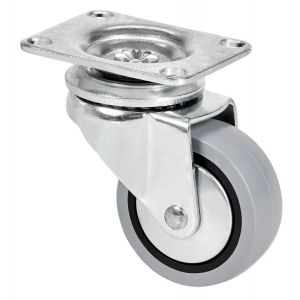Rueda de goma gris inyectada Giratoria SERIE Z-PGI 