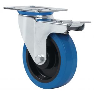 Rueda de goma elástica azul Giratoria Freno SERIE ZV-PGM 