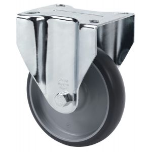 Rueda de goma gris inyectada Fija SERIE ZV-PGZ 