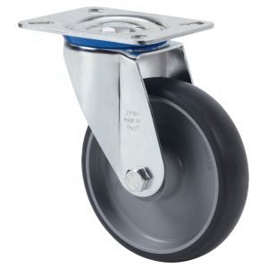 Rueda de goma gris inyectada Giratoria SERIE ZV-PGZ 