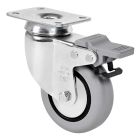 Rueda de goma gris inyectada Giratoria Freno SERIE BH-PGI 