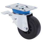 Rueda de goma negra natural Giratoria con freno SERIE TV-TPG