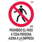 Cartel plástico "PROH.PASO PERSONA AJ.EMPRESA"