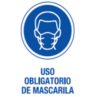 Cartel plástico "OBLIG.USO MASCARILLA"