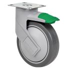 Rueda de goma termoplástica gris inyectada Bloqueo direccional SERIE HC-PGAIB 