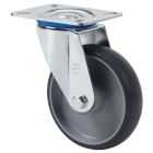 Rueda de goma gris inyectada Giratoria SERIE ZV-PGZ 