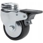 Rueda de poliamida negra giratoria con agujero pasante y freno SERIE 400